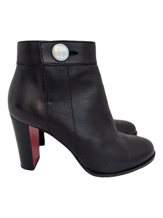 Christian Louboutin Shoes - Christian Louboutin Black Leather Janis Button Leather Ankle Bootie Boot EU 39